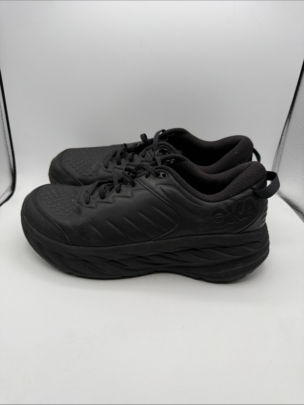 HOKA BONDI 9 SR work shoe men’s 12 All-Black Athletic Sneakers S14 - Picture 3 of 6